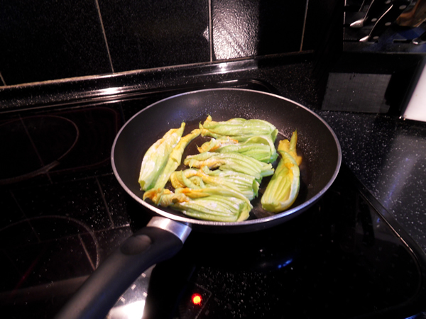 zucchini flowers fried the vegetables in olive oil